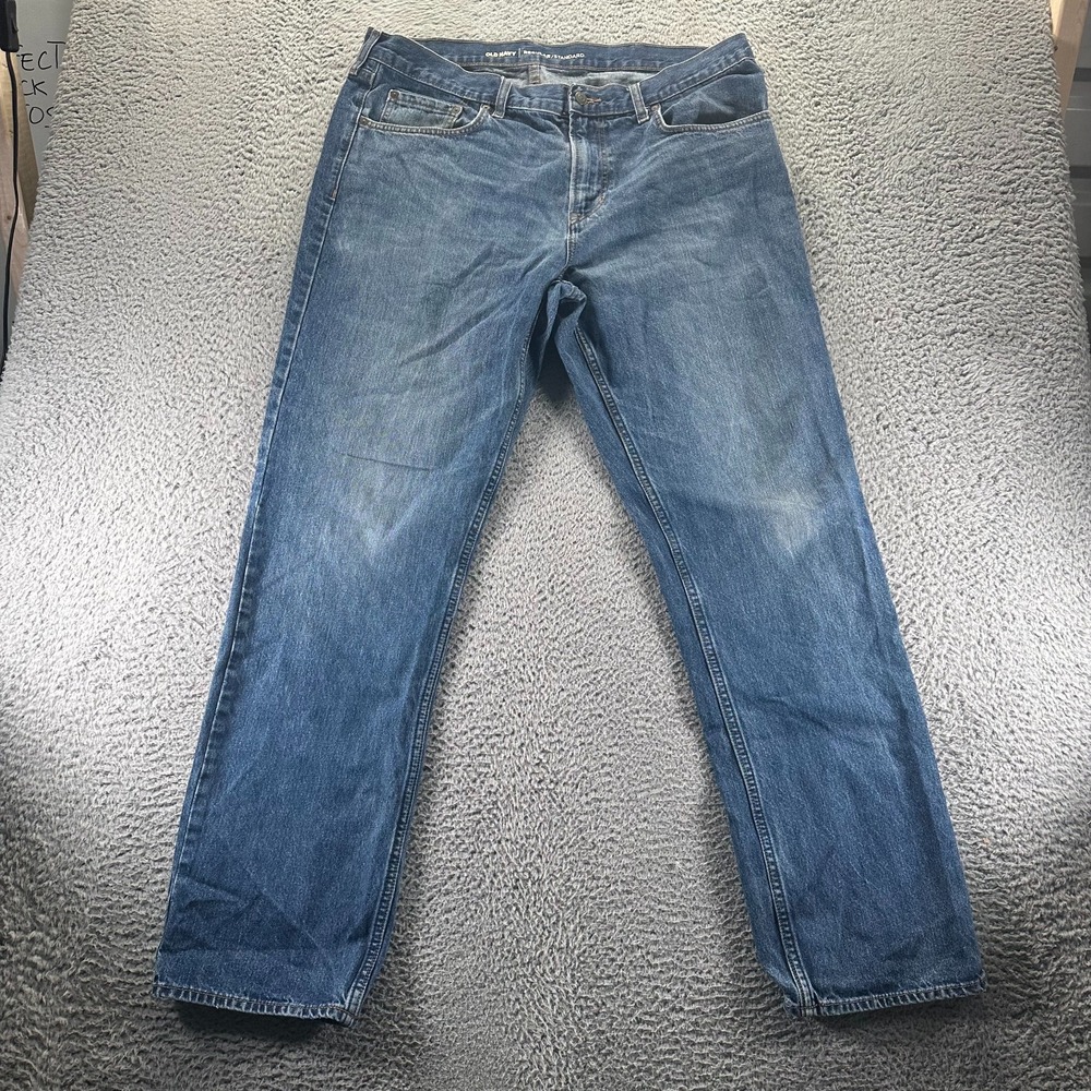 Old Navy Jeans Mens 38x34 Blue Cotton Denim Straight Leg Workwear Faded Utility